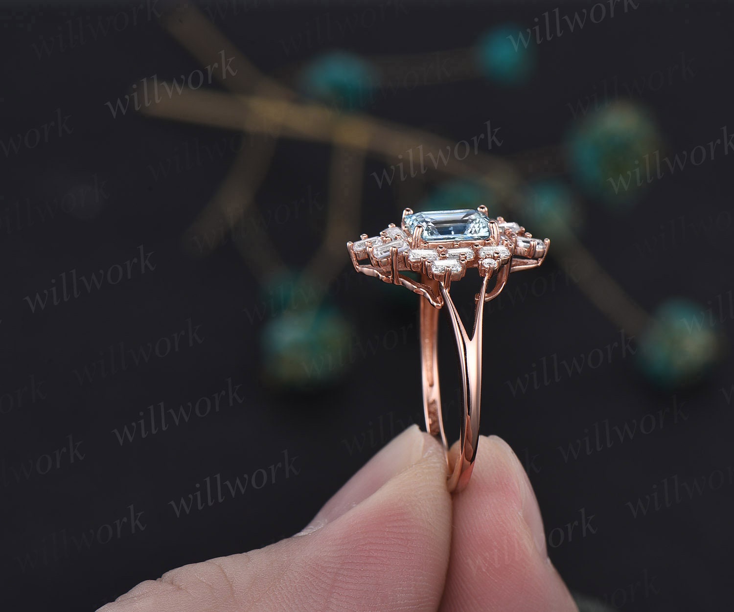 Emerald Cut Aquamarine Cocktail Ring : Arden Jewelers